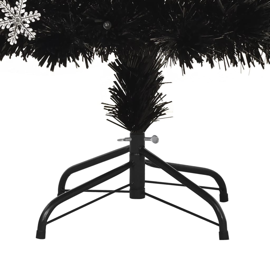 Kerstboom Met Led-Sneeuwvlokken 180 Cm Glasvezel Zwart 180 x 80 cm