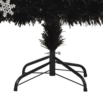 Kerstboom Met Led-Sneeuwvlokken 180 Cm Glasvezel Zwart 180 x 80 cm