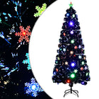 Kerstboom met LED-sneeuwvlokken 210 cm glasvezel zwart