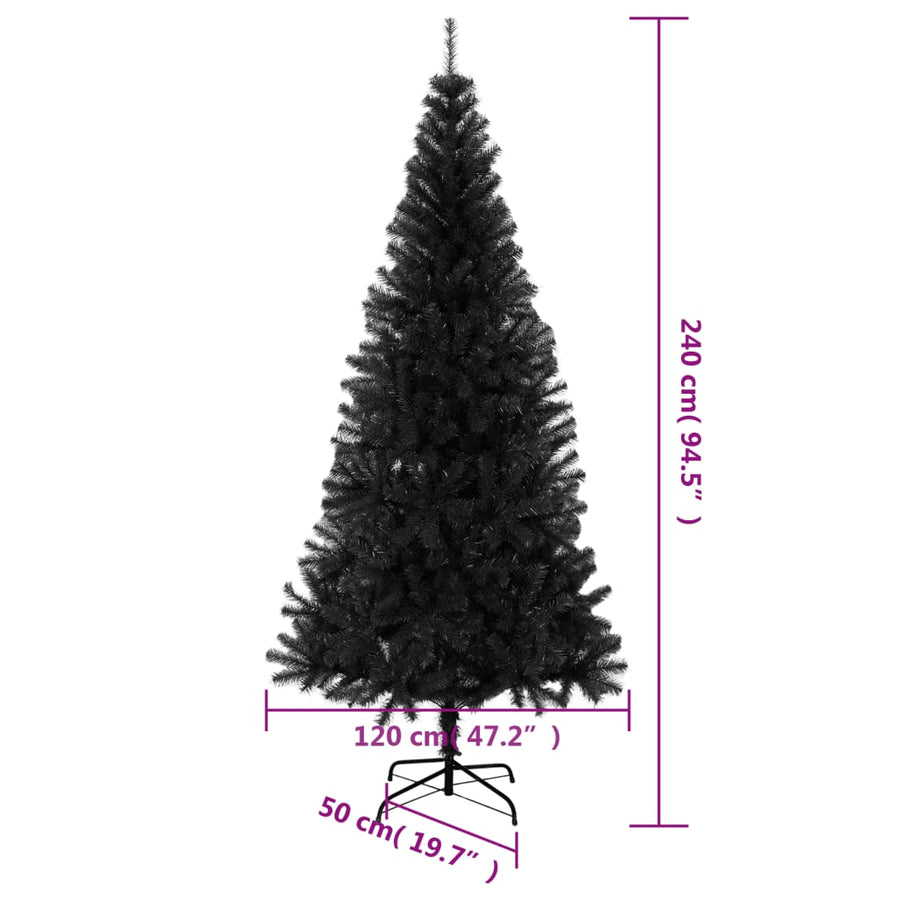 Kunstkerstboom Met Standaard 240 Cm Pvc Zwart 240 x 120 cm