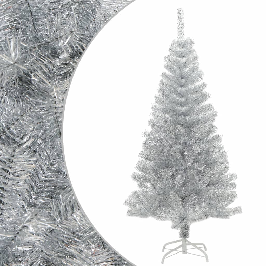Kunstkerstboom Met Standaard 120 Cm Pet Zilverkleurig Zwart