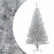 Kunstkerstboom 120 cm zilver zwart met standaard