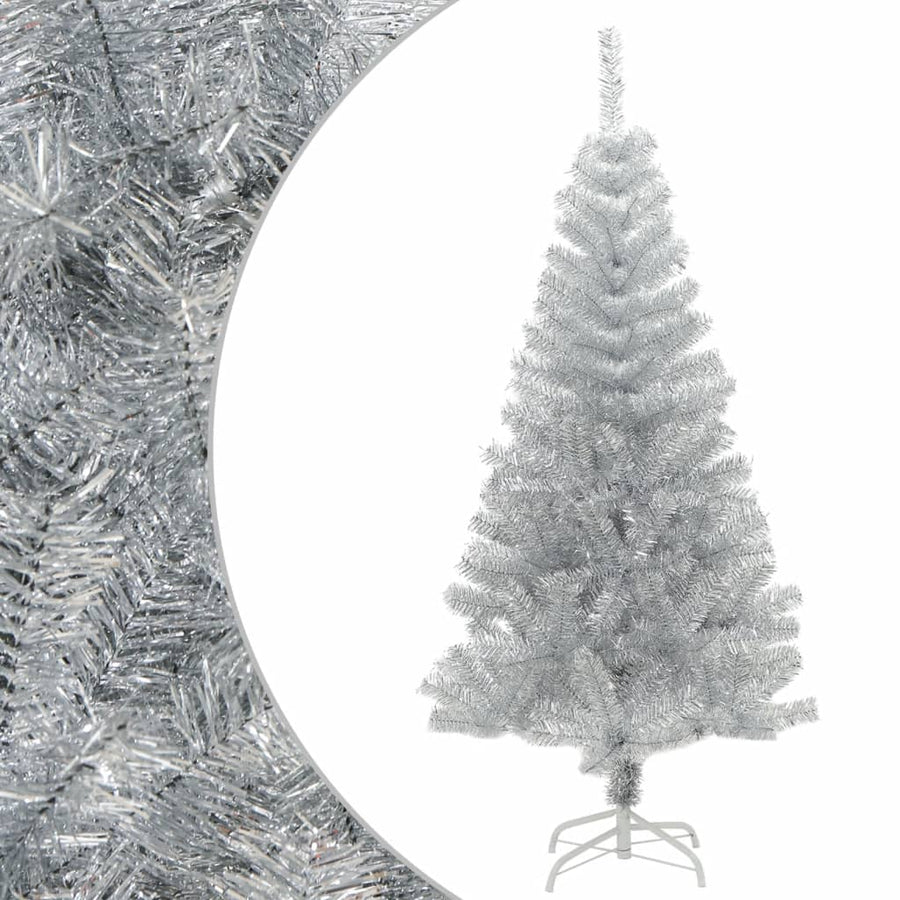 Kunstkerstboom Met Standaard 120 Cm Pet Zilverkleurig Zwart