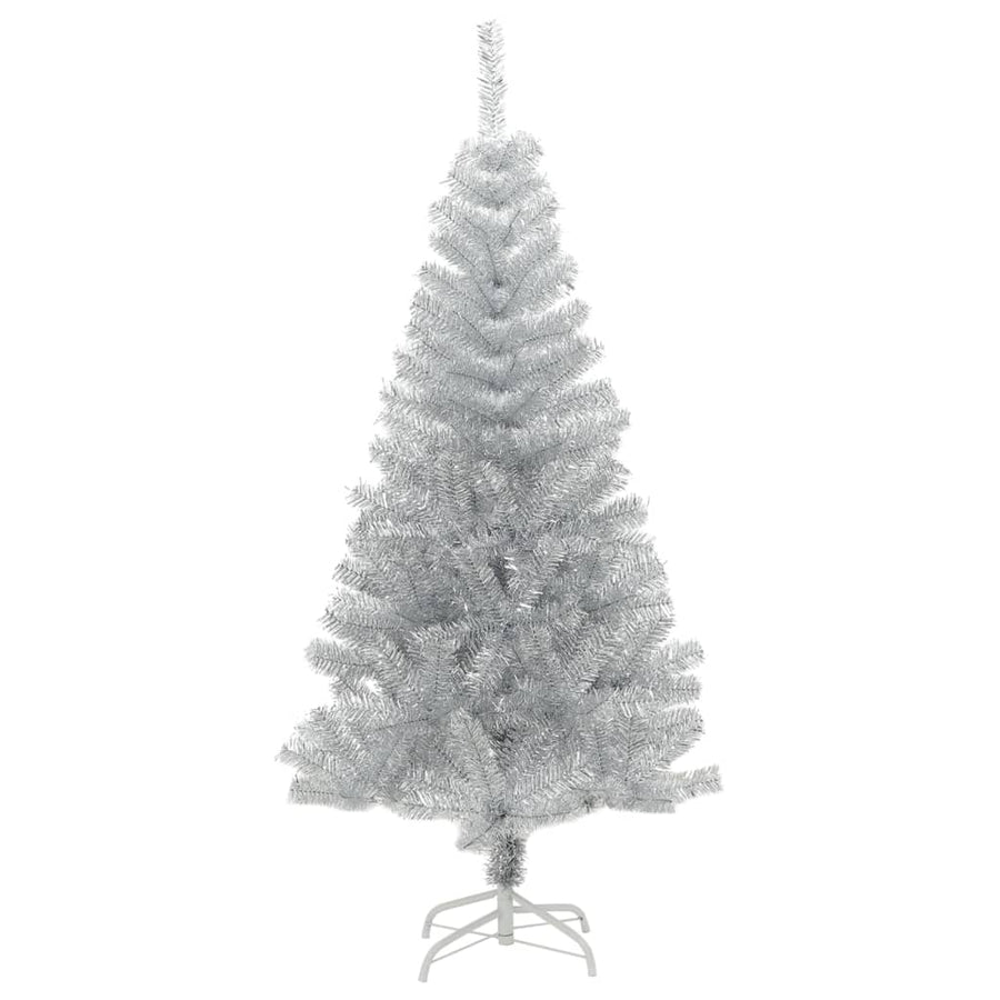 Kunstkerstboom Met Standaard 120 Cm Pet Zilverkleurig Zwart