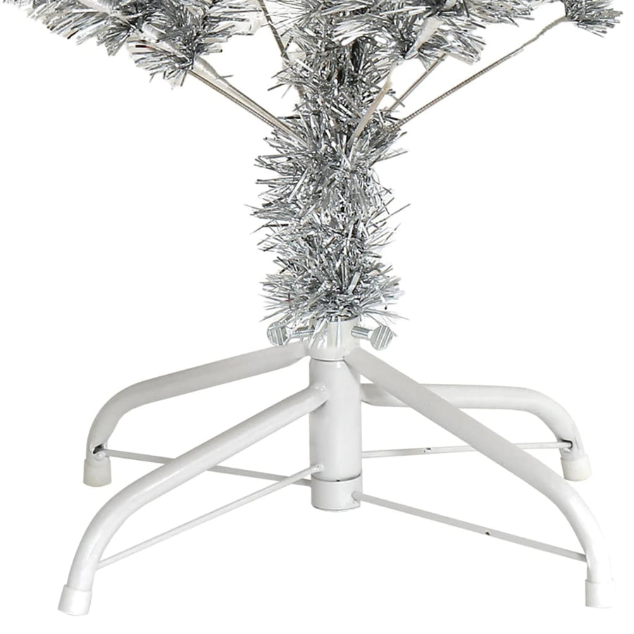Kunstkerstboom Met Standaard 120 Cm Pet Zilverkleurig Zwart