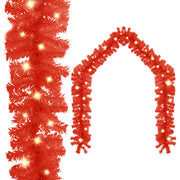Kerstslinger 5 m rood met LED-lampjes