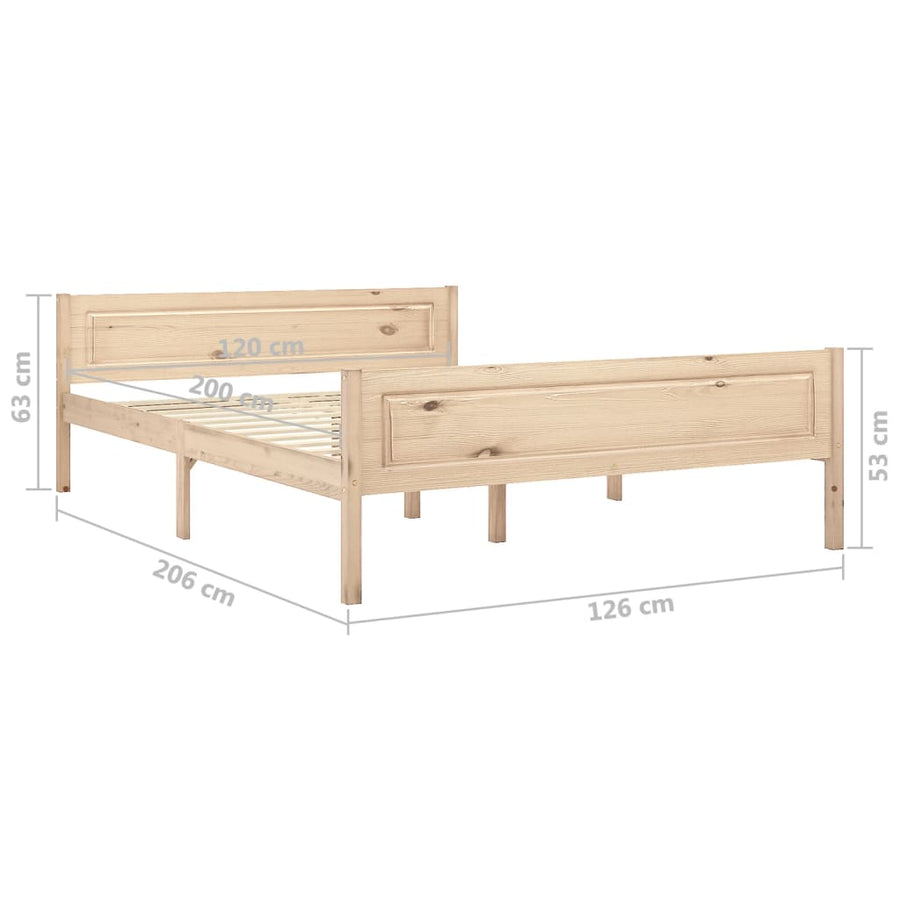 Bedframe Massief Grenenhout 120 x 200 cm Bruin