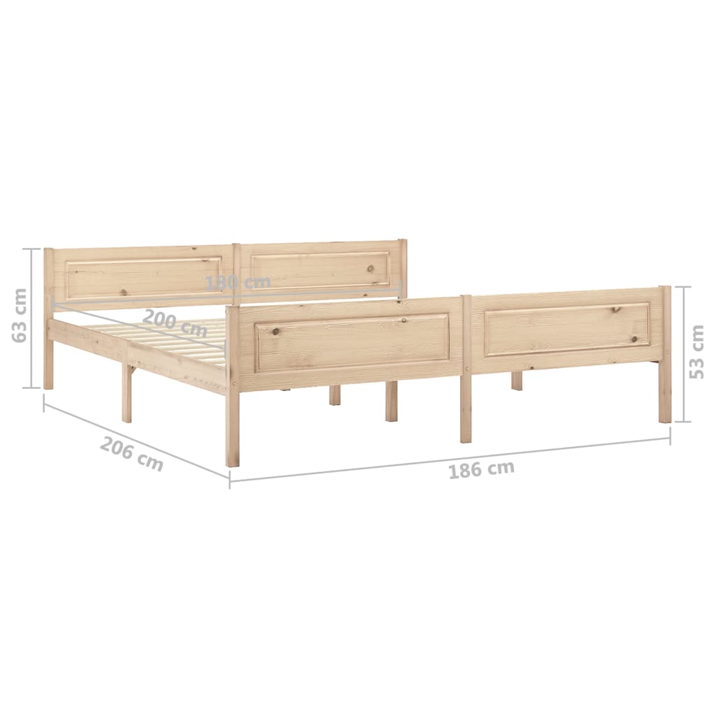 Bedframe Massief Grenenhout 180 x 200 cm Bruin