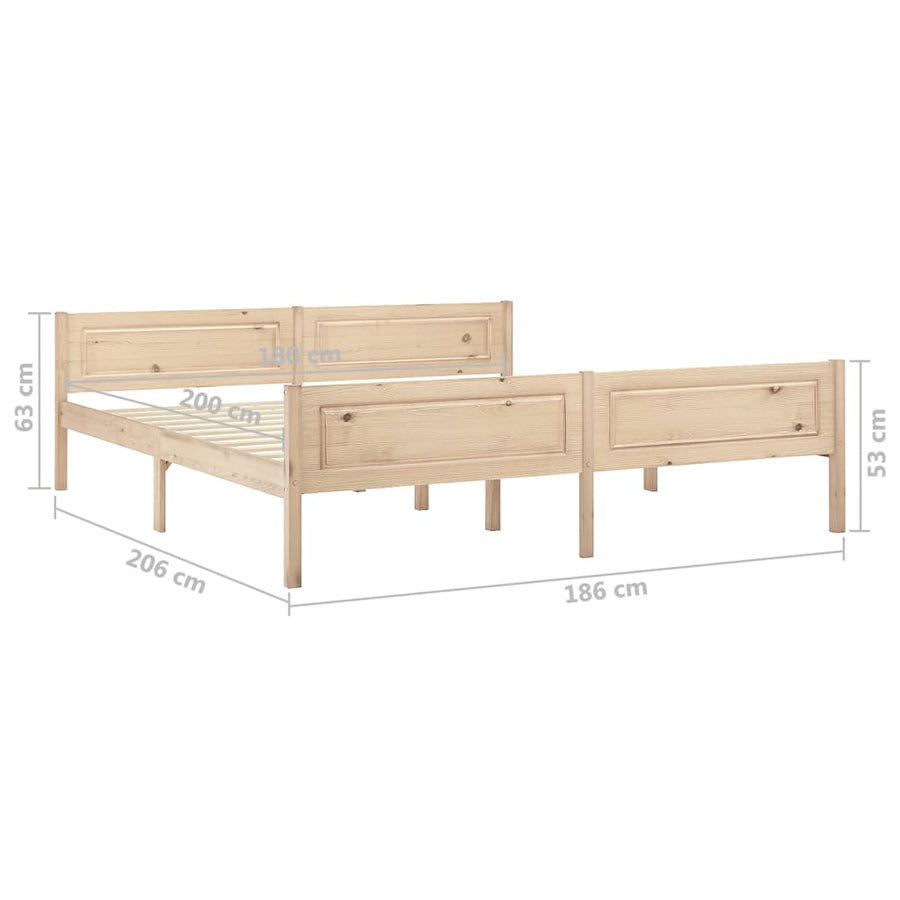Bedframe Massief Grenenhout 180 x 200 cm Bruin