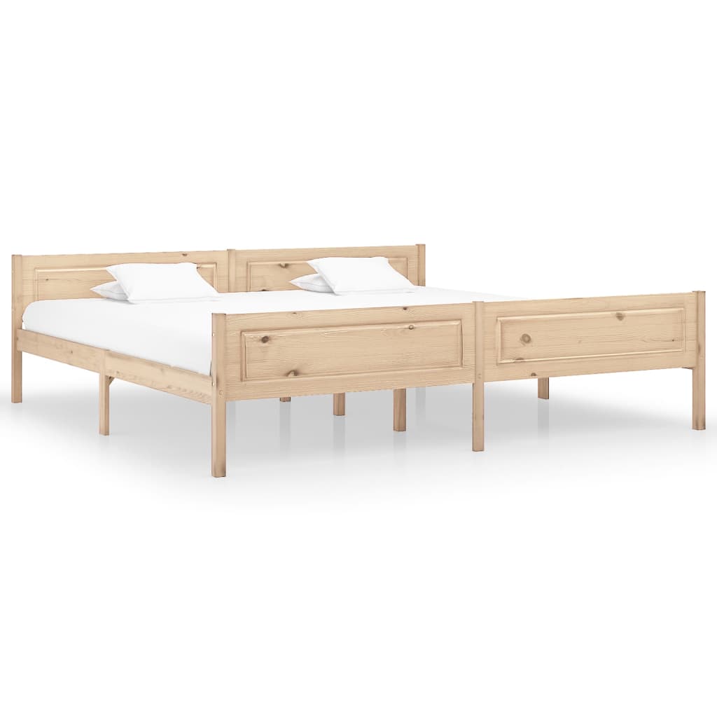 Bedframe Massief Grenenhout 200 x 200 cm Bruin
