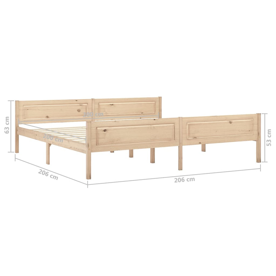 Bedframe Massief Grenenhout 200 x 200 cm Bruin