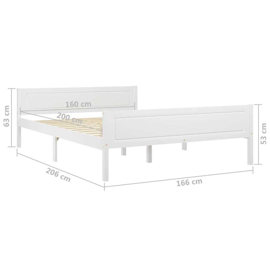 Bedframe Massief Grenenhout 160 x 200 cm Wit