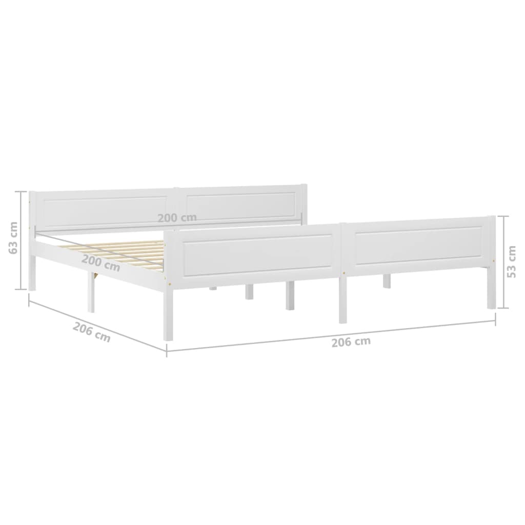 Bedframe Massief Grenenhout 200 x 200 cm Wit