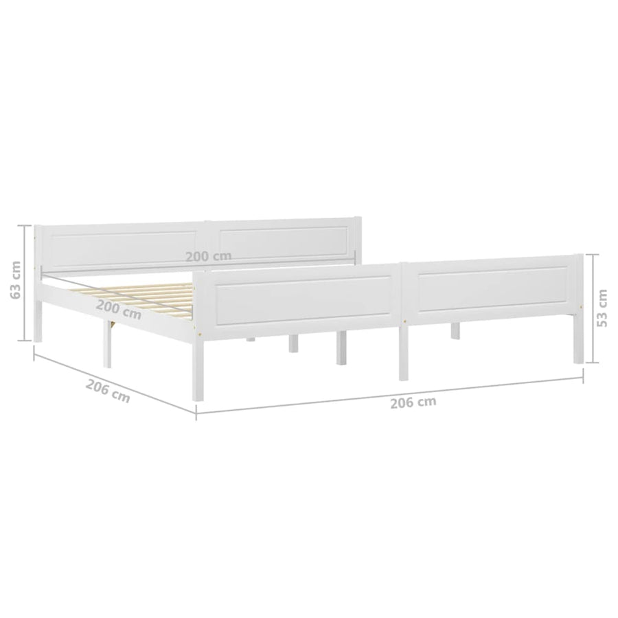 Bedframe Massief Grenenhout 200 x 200 cm Wit