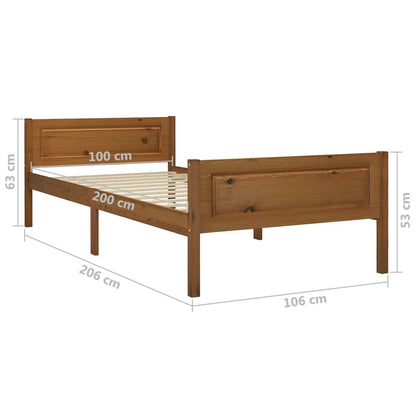 Bedframe Massief Grenenhout 100 x 200 cm Honingbruin