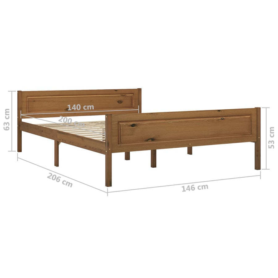 Bedframe Massief Grenenhout 140 x 200 cm Honingbruin