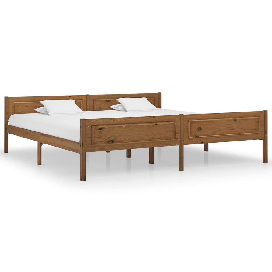 Bedframe Massief Grenenhout 200 x 200 cm Honingbruin