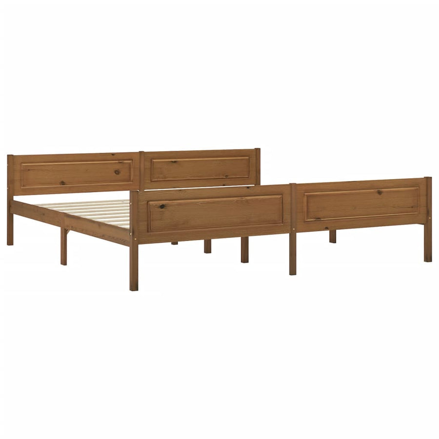 Bedframe Massief Grenenhout 200 x 200 cm Honingbruin