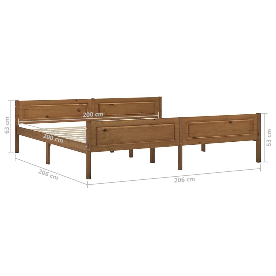 Bedframe Massief Grenenhout 200 x 200 cm Honingbruin