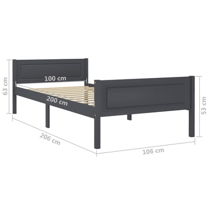 Bedframe Massief Grenenhout 100 x 200 cm Grijs