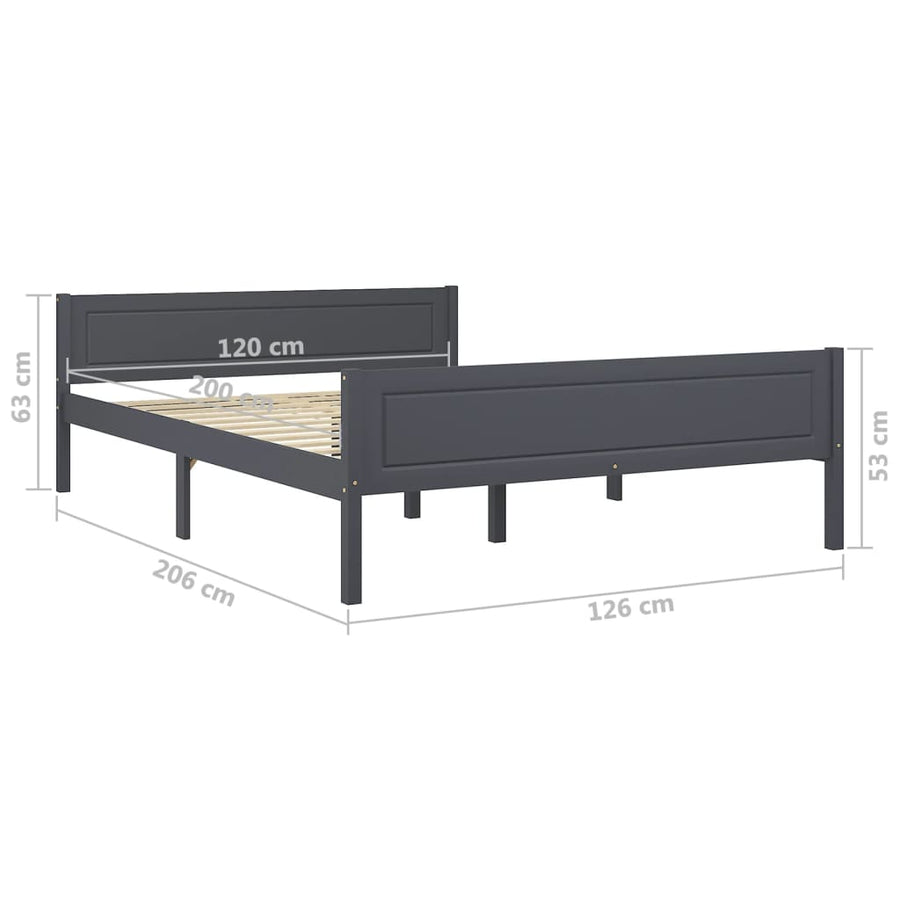 Bedframe Massief Grenenhout 120 x 200 cm Grijs