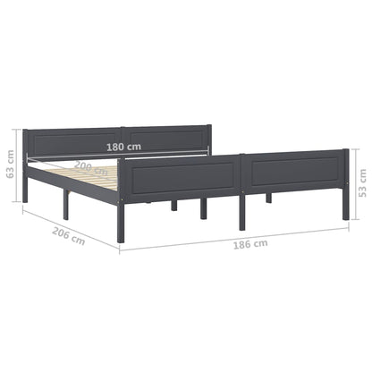 Bedframe Massief Grenenhout 180 x 200 cm Grijs