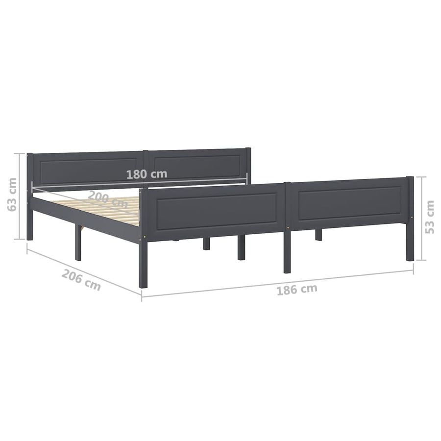 Bedframe Massief Grenenhout 180 x 200 cm Grijs