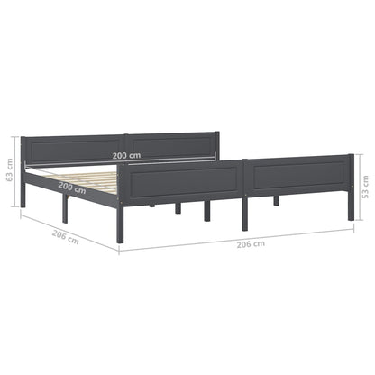 Bedframe Massief Grenenhout 200 x 200 cm Grijs