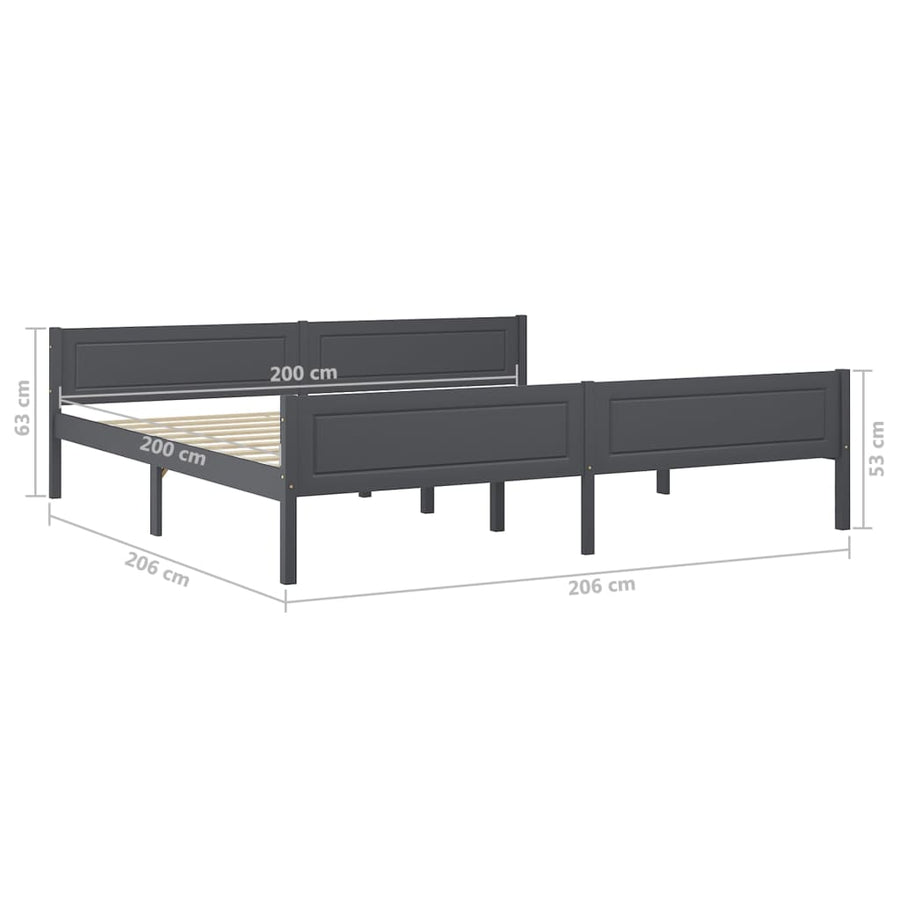 Bedframe Massief Grenenhout 200 x 200 cm Grijs