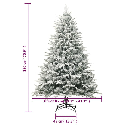 Kunstkerstboom 80 Cm Pvc En Pe Groen 180 x 110 cm Met sneeuwvlokken