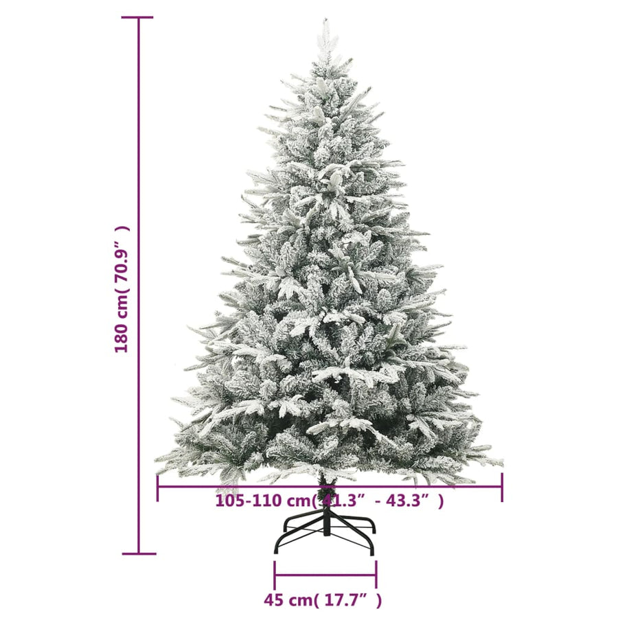 Kunstkerstboom 80 Cm Pvc En Pe Groen 180 x 110 cm Met sneeuwvlokken