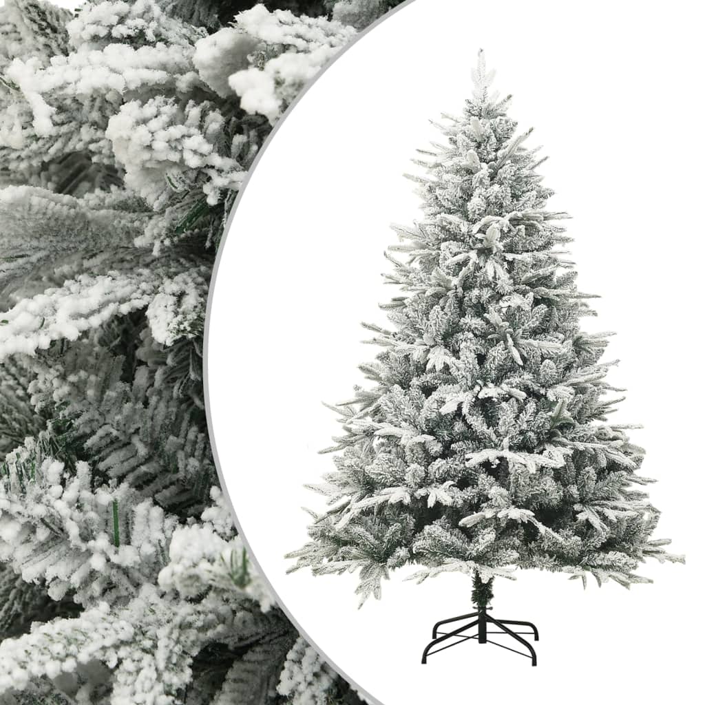 Kunstkerstboom 210 Cm Pvc En Pe Groen 210 x 130 cm Met sneeuwvlokken
