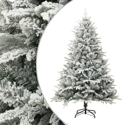 Kunstkerstboom 210 Cm Pvc En Pe Groen 210 x 130 cm Met sneeuwvlokken