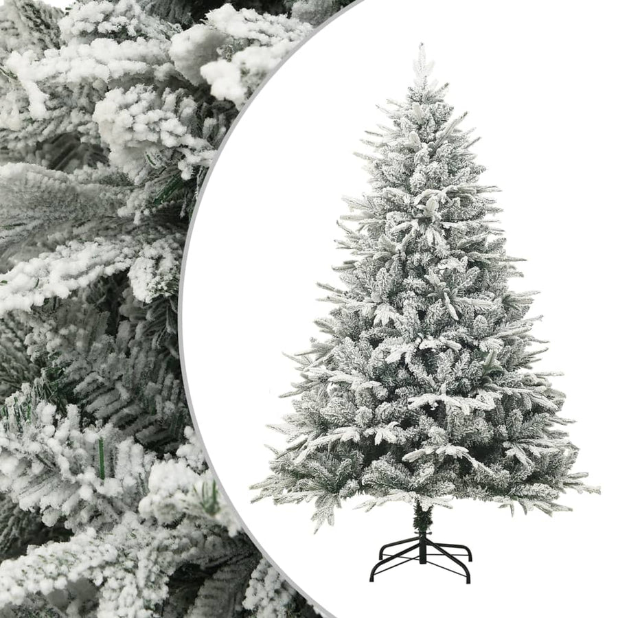 Kunstkerstboom met sneeuwvlokken 240 cm PVC en PE groen