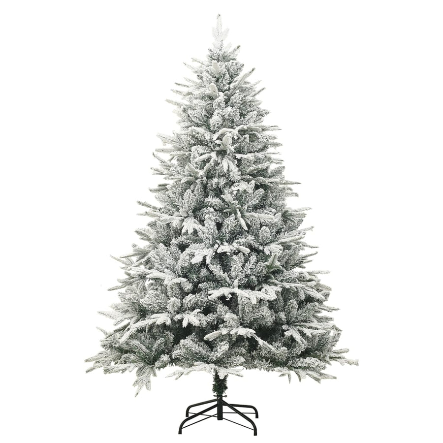 Kunstkerstboom met sneeuwvlokken 240 cm PVC en PE groen