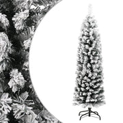 Kunstkerstboom smal 120 cm PVC groen met sneeuw