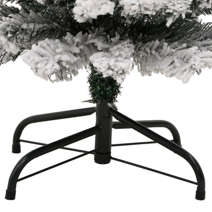 Kunstkerstboom Met Sneeuw Smal Pvc Groen En Wit 120 cm Basis