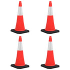 Traffic cones with heavy base 4 pcs reflective 75 cm