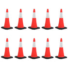 Traffic cones with heavy base 10 pcs reflective 75 cm