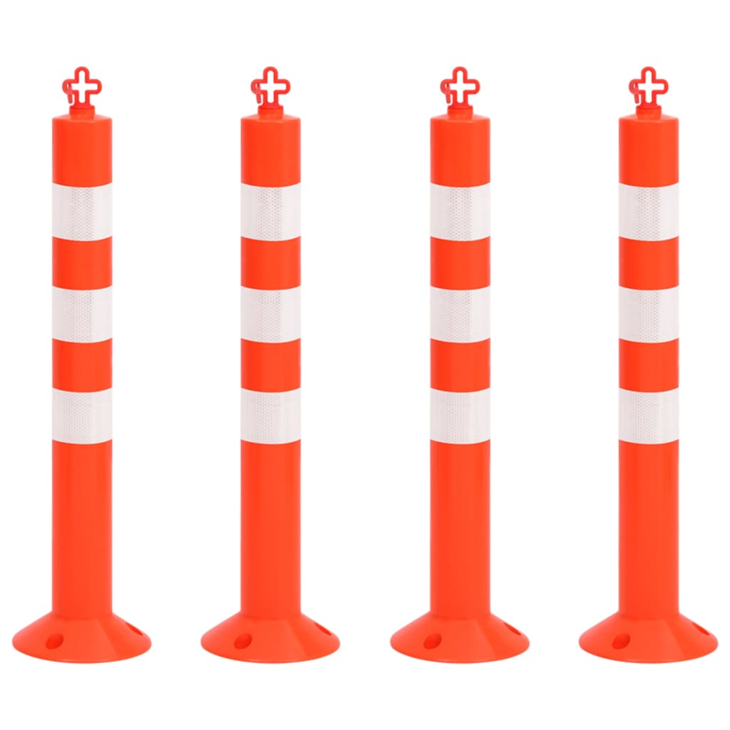 Verkeerspalen met ketting 4 st 75 cm PE