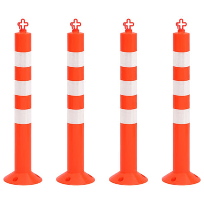 Verkeerspalen met ketting 4 st 75 cm PE