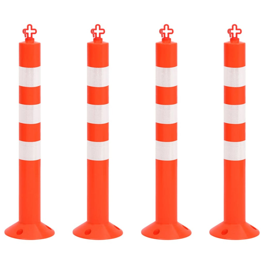 Verkeerspalen met ketting 4 st 75 cm PE