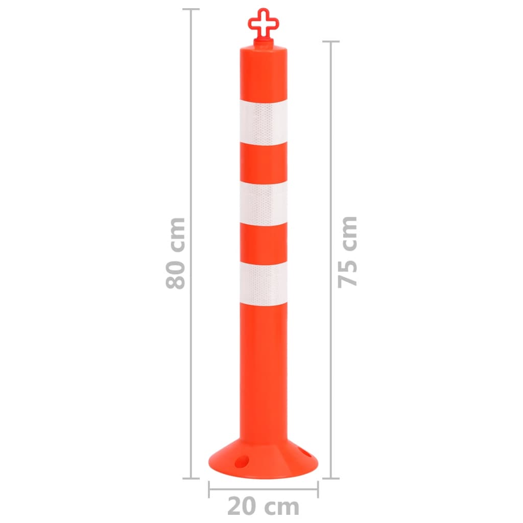 Verkeerspalen met ketting 4 st 75 cm PE
