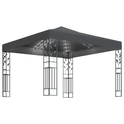 Prieel Met Led-Lichtslinger 3X3 M Kleurig Antraciet