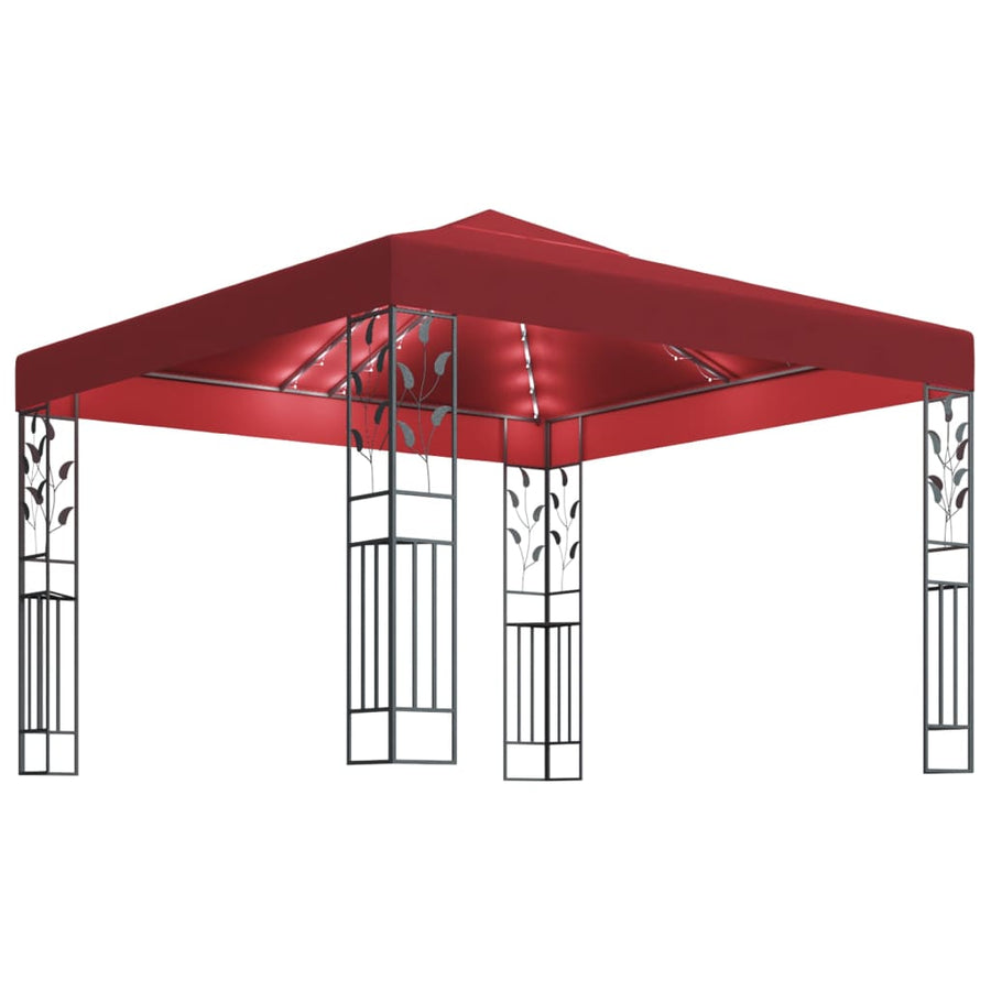 Prieel Met Led-Lichtslinger 3X3 M Wijnrood
