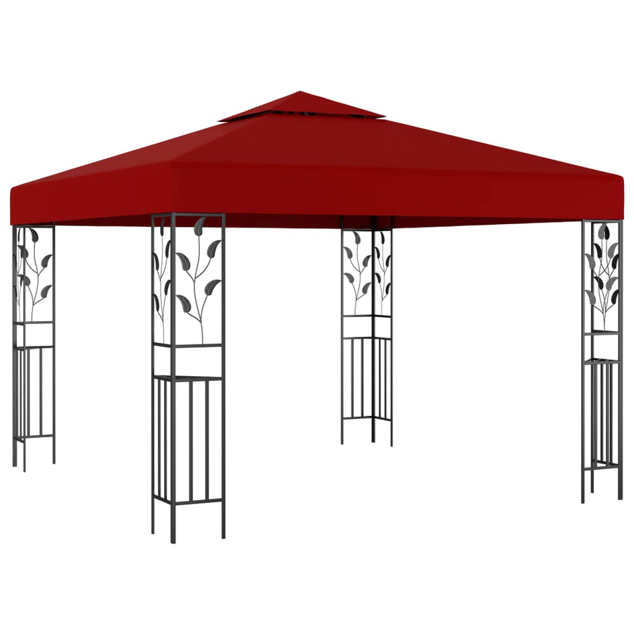 Prieel Met Led-Lichtslinger 3X3 M Wijnrood