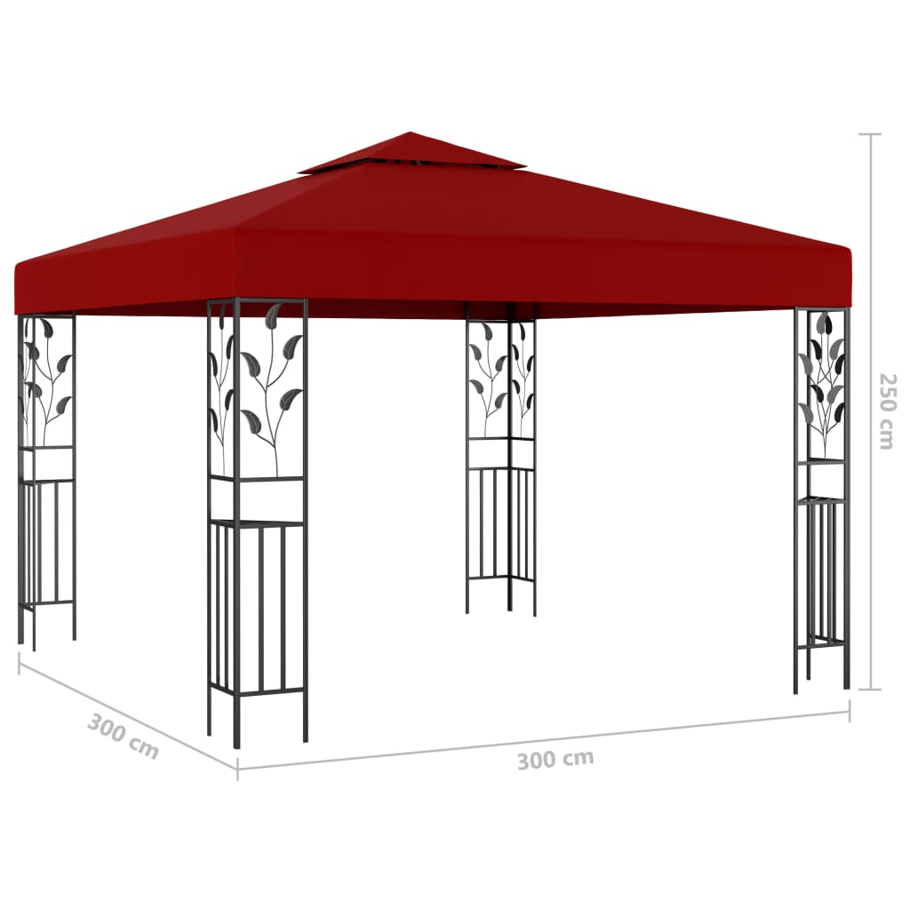 Prieel Met Led-Lichtslinger 3X3 M Wijnrood