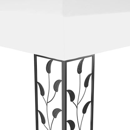 Prieel Met Dubbel Dak En Led-Lichtslinger 3X4 M Wit