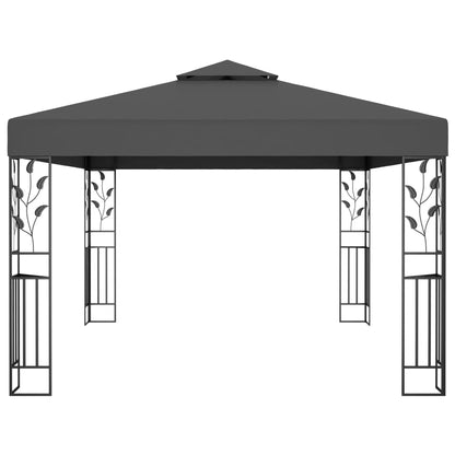 Prieel Met Dubbel Dak En Led-Lichtslinger 3X4 M Kleur Antraciet