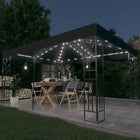 Prieel 3x4 m antraciet met LED-lichtslinger